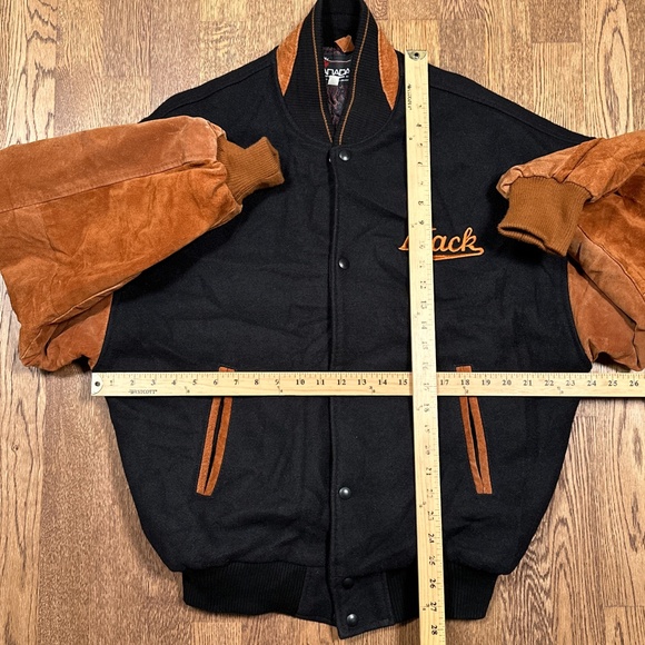 Vintage 90s Mack Truck Embroidered Bulldog Dog Wool Suede Leather Jacket Mens XL - Picture 11 of 11